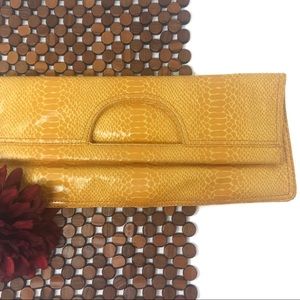 Nine West Yellow Snake Embossed Clutch Handbag